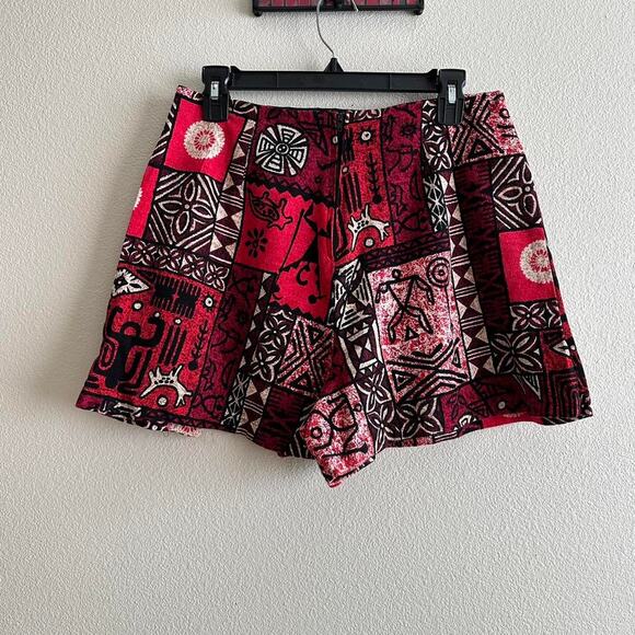 vintage black red native bark cloth print skort - Picture 4 of 5